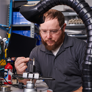 working in engineering lab
